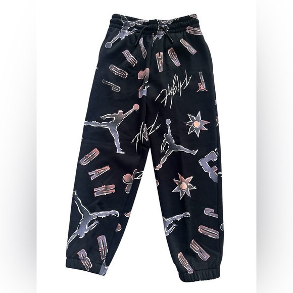 Jordan Other - Jordan 23 Girl Small 8-10 Black Flight Jumpman All-Over Print Fleece Joggers New